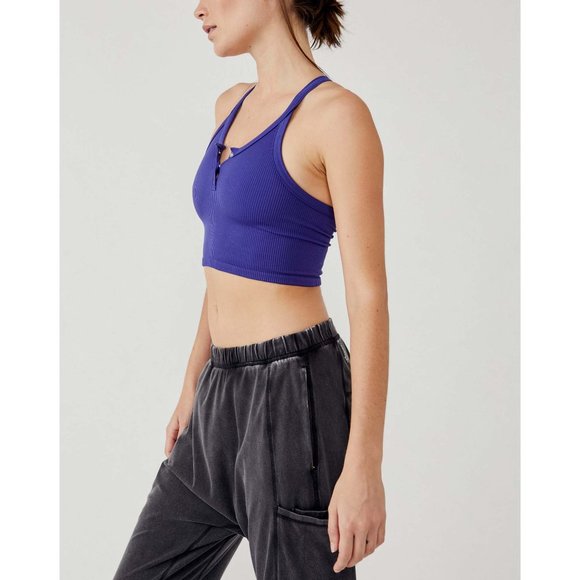 đLAST CHANCEđ NWT FP Movement Free Throw Henley Crop Tank / Outerspace - Picture 2 of 8